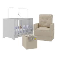 Berço 3 Em 1 Com Colchão Poltrona Amamentação E Puff Multimóveis Mp4160 Branco/bege Branco/bege - 1