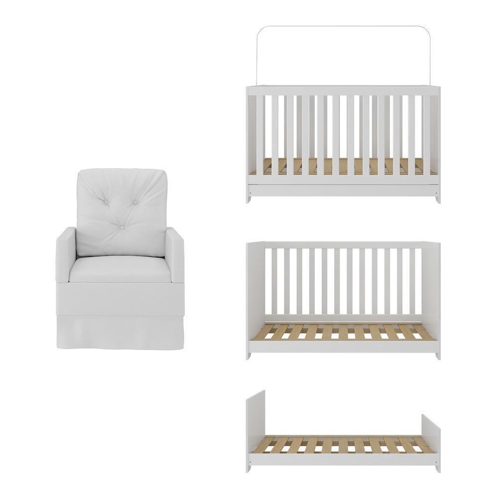 Berço 3 Em 1 Com Colchão E Poltrona Amamentação Multimóveis Mp4159 Branco Branco - 5