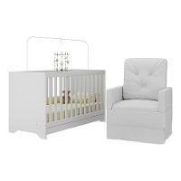 Berço 3 Em 1 Com Colchão E Poltrona Amamentação Multimóveis Mp4159 Branco Branco - 1