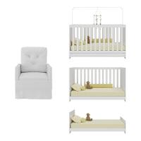 Berço 3 Em 1 Com Colchão E Poltrona Amamentação Multimóveis Mp4159 Branco Branco