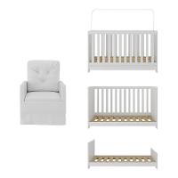 Berço 3 Em 1 Com Colchão E Poltrona Amamentação Multimóveis Mp4159 Branco Branco - 5