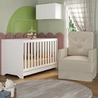 Berço 3 Em 1 Com Colchão Poltrona E Armário Aéreo 2 Portas Multimóveis Mp4165 Branco/bege Branco/bege - 3