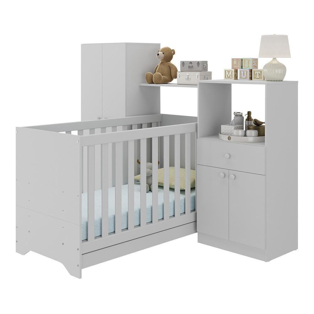 Berço 3 Em 1 Com Colchão E Guarda-roupas 4 Portas 1 Gaveta Multimóveis Mp4162 Branco Branco - 1