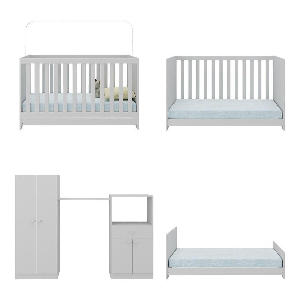 Berço 3 Em 1 Com Colchão E Guarda-roupas 4 Portas 1 Gaveta Multimóveis Mp4162 Branco Branco - 4