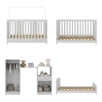 Berço 3 Em 1 Com Colchão E Guarda-roupas 4 Portas 1 Gaveta Multimóveis Mp4162 Branco Branco - 2