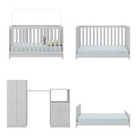 Berço 3 Em 1 Com Colchão E Guarda-roupas 4 Portas 1 Gaveta Multimóveis Mp4162 Branco Branco