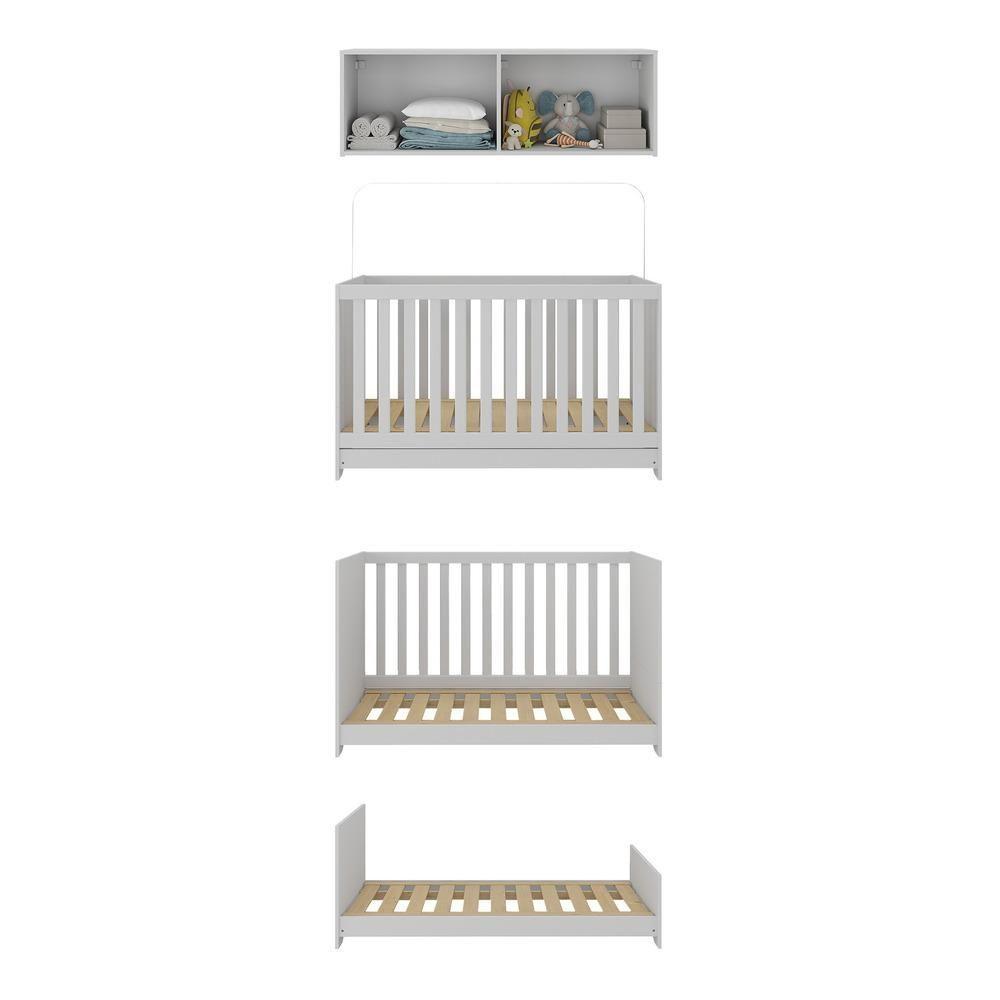Berço 3 Em 1 Com Colchão E Armário Aéreo 4 Portas Multimóveis Mp4158 Branco Branco - 2