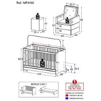 Berço 3 Em 1 Com Colchão Poltrona Amamentação E Puff Multimóveis Mp4160 Branco Branco - 3