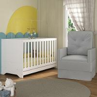 Berço 3 Em 1 Com Colchão E Poltrona Amamentação Multimóveis Mp4159 Branco/cinza Branco/cinza - 5