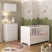 Berço 3 Em 1 Com Colchão Armário Aéreo E Cômoda Multimóveis Mp4164 Branco Branco - 1