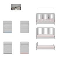 Berço 3 Em 1 Com Colchão Armário Aéreo E Cômoda Multimóveis Mp4164 Branco Branco - 3