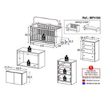 Berço 3 Em 1 Com Colchão Armário Aéreo E Cômoda Multimóveis Mp4164 Branco Branco