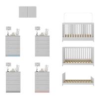 Berço 3 Em 1 Com Colchão Armário Aéreo E Cômoda Multimóveis Mp4164 Branco Branco - 5