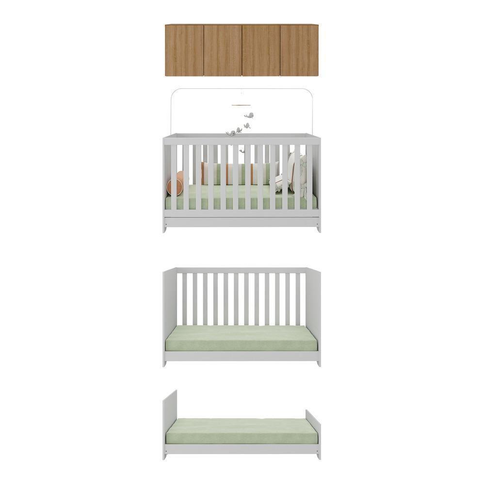 Berço 3 Em 1 Com Colchão E Armário Aéreo 4 Portas Multimóveis Mp4158 Branco/rustic Branco/rustic - 5