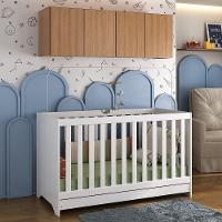 Berço 3 Em 1 Com Colchão E Armário Aéreo 4 Portas Multimóveis Mp4158 Branco/rustic Branco/rustic - 2