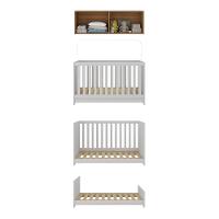 Berço 3 Em 1 Com Colchão E Armário Aéreo 4 Portas Multimóveis Mp4158 Branco/rustic Branco/rustic