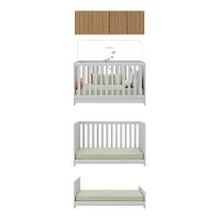 Berço 3 Em 1 Com Colchão E Armário Aéreo 4 Portas Multimóveis Mp4158 Branco/rustic Branco/rustic - 5