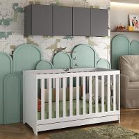 Berço 3 Em 1 Com Colchão E Armário Aéreo 4 Portas Multimóveis Mp4158 Branco/grafite Branco/grafite - 3