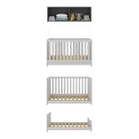 Berço 3 Em 1 Com Colchão E Armário Aéreo 4 Portas Multimóveis Mp4158 Branco/grafite Branco/grafite