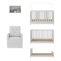 Berço 3 Em 1 Com Colchão Poltrona E Armário Aéreo 2 Portas Multimóveis Mp4165 Branco Branco - 3