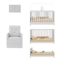 Berço 3 Em 1 Com Colchão Poltrona E Armário Aéreo 2 Portas Multimóveis Mp4165 Branco Branco - 5