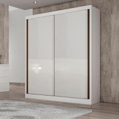 Guarda Roupa Solteiro Istambul 2 Portas Correr 3 Gavetas Branco MDF