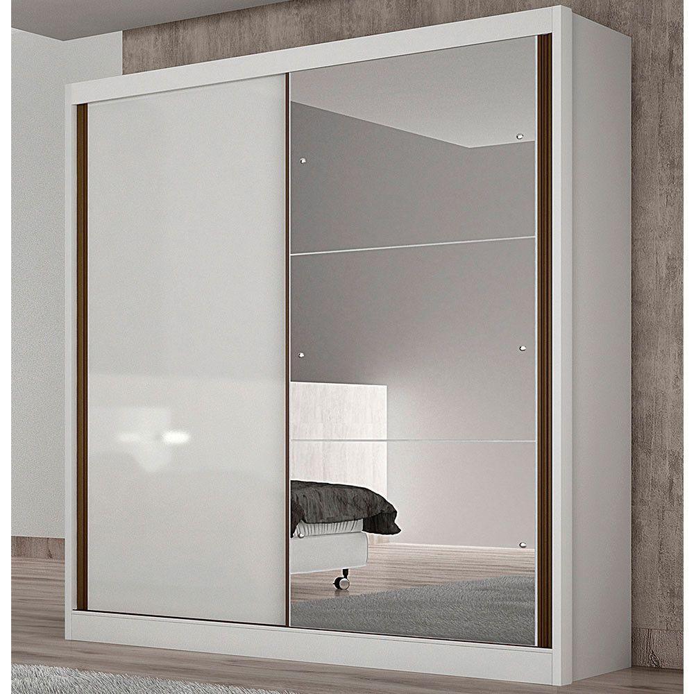 Guarda Roupa Istambul 2 Portas 3 Gavetas Com Espelho Clic Móveis Branco - 1