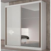 Guarda Roupa Istambul 2 Portas 3 Gavetas Com Espelho Clic Móveis Branco - 1