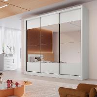 Guarda Roupa Coliseu 3 Portas 6 Gavetas Com Espelho Clic Móveis Branco - 1