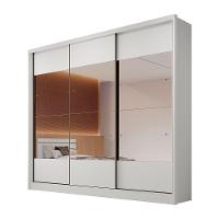 Guarda Roupa Coliseu 3 Portas 6 Gavetas Com Espelho Clic Móveis Branco - 4