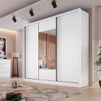 Guarda Roupa Kiev 3 Portas 6 Gavetas Com Espelho Clic Móveis Branco - 1