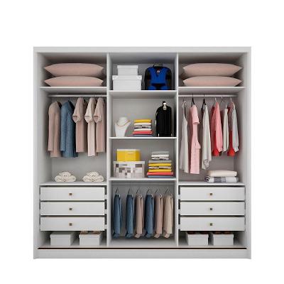 Guarda Roupa Casal Kiev 3 Portas de Correr 6 Gavetas Branco MDF Clic Móveis