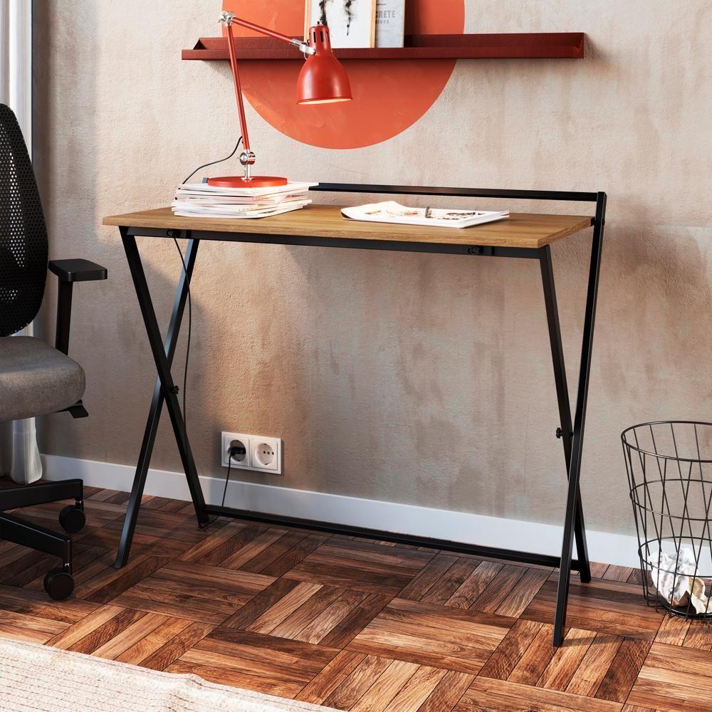 Escrivaninha Dobravel Nicho Losango 62x80 Cm Industrial 22x18 Mell Preto Pp Mell Preto - 6