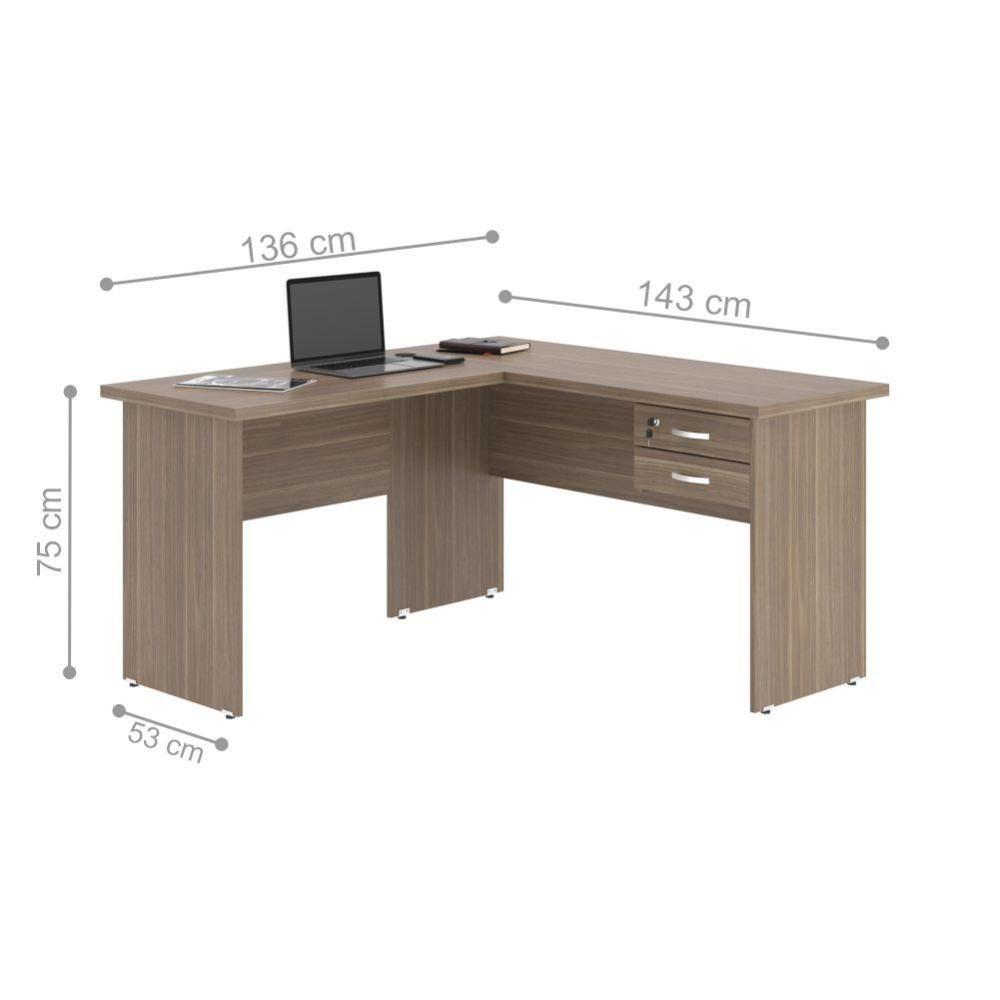 Jogo Mesa L Com Gaveteiro E Cadeira Giratória Affara Preto - 3
