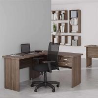 Jogo Mesa L Com Gaveteiro E Cadeira Giratória Affara Preto - 4