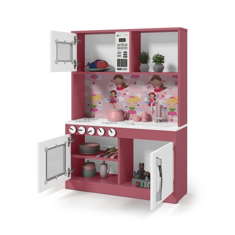 Mini Armário Cozinha Isabelly Branco Rosa - 2
