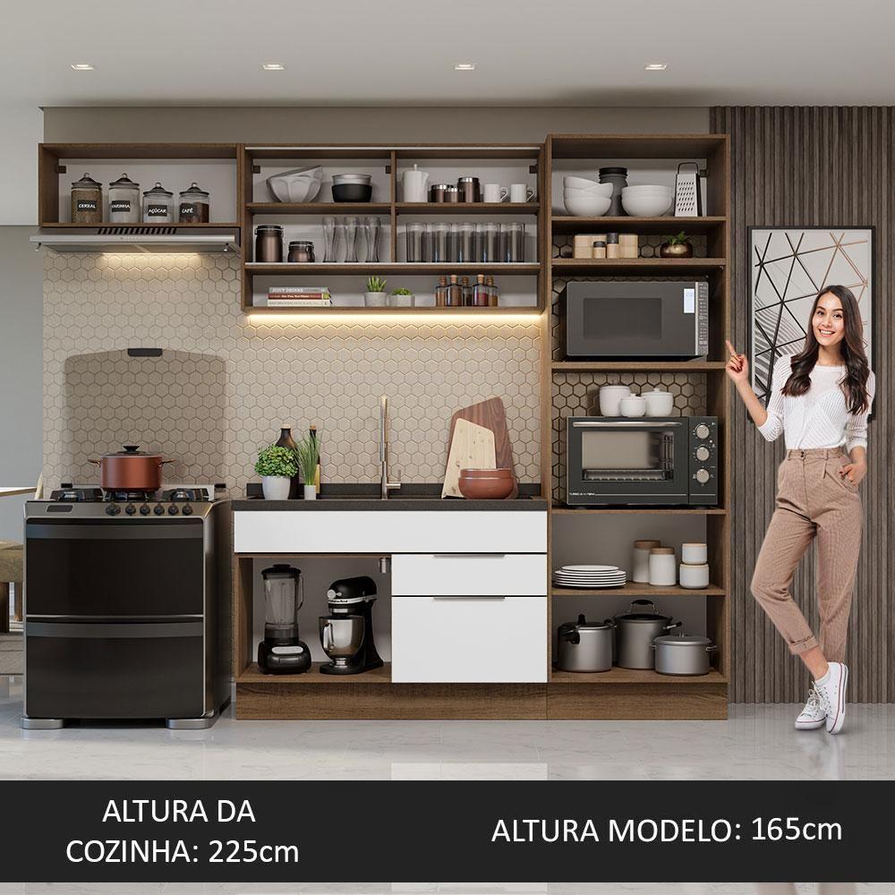 Armário De Cozinha Completa 270cm Rustic/branco Stella Madesa 09 Rustic/branco - 2