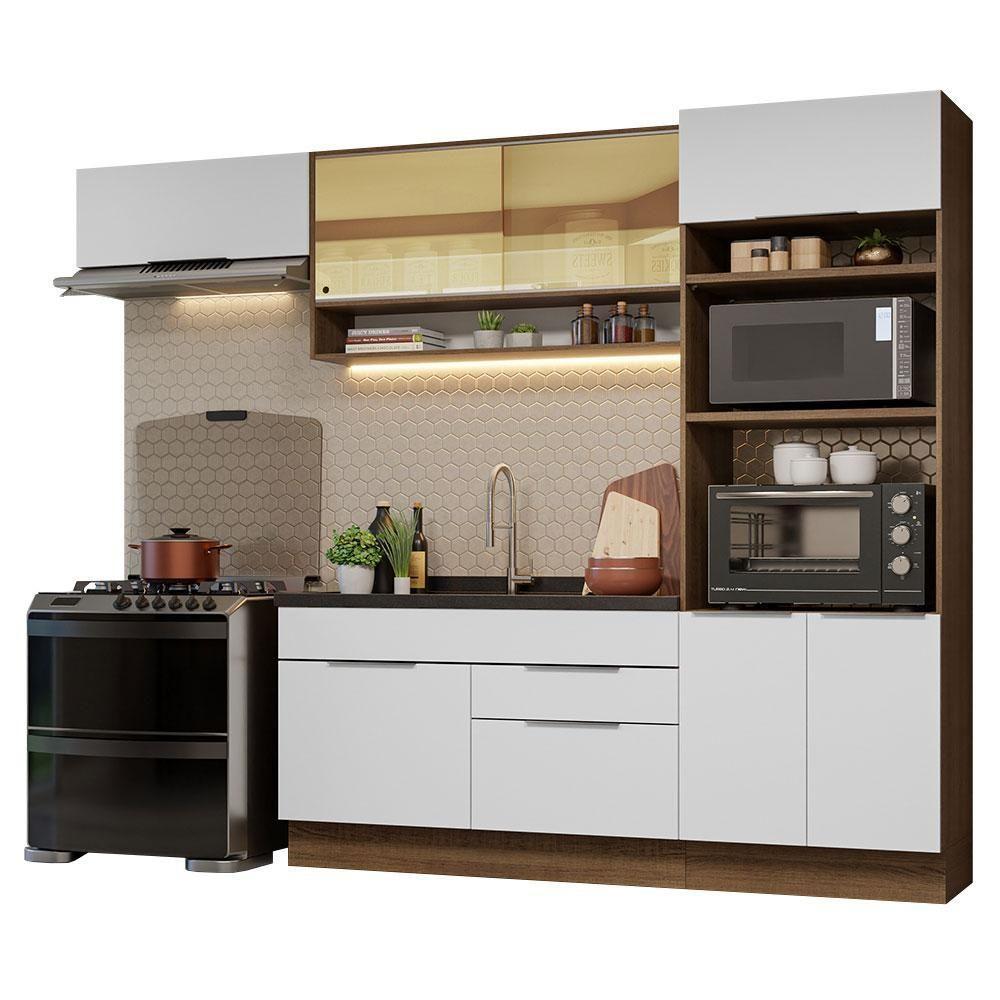 Armário De Cozinha Completa 270cm Rustic/branco Stella Madesa 09 Rustic/branco - 10