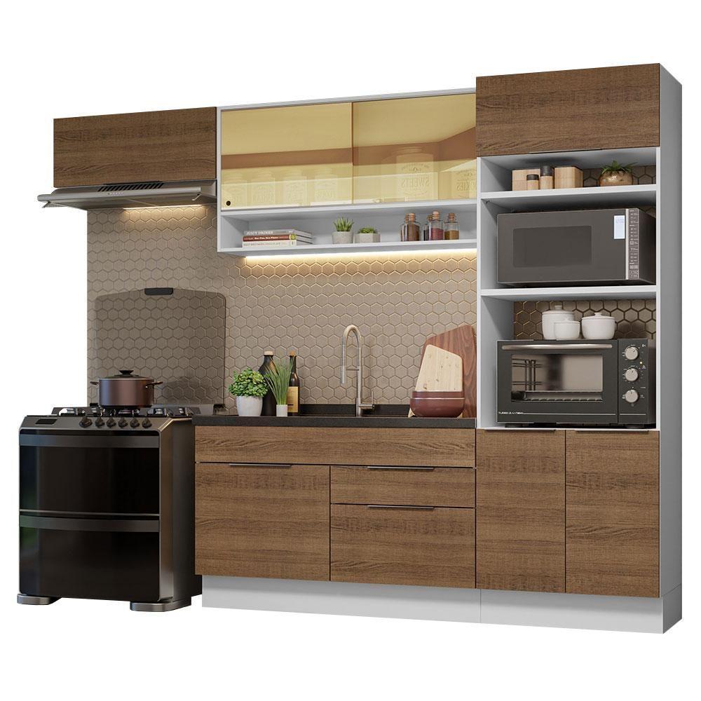 Armário De Cozinha Completa 270cm Branco/rustic Stella Madesa 09 Branco/rustic - 4