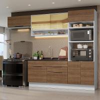 Armário De Cozinha Completa 270cm Branco/rustic Stella Madesa 09 Branco/rustic - 1