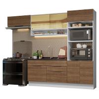 Armário De Cozinha Completa 270cm Branco/rustic Stella Madesa 09 Branco/rustic