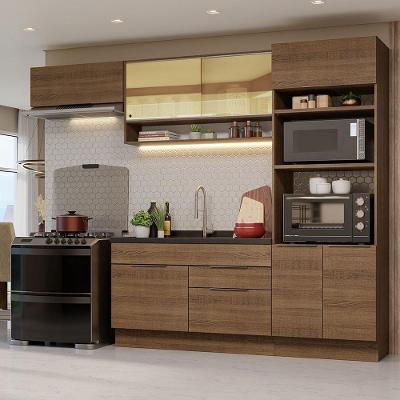 Cozinha Completa Stella 7 Portas 2 Gavetas 270cm Rustic com Pés Reguláveis e Nicho para Forno