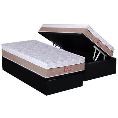 Cama Box Baú Solteiro: Colchão Ortopédico Orthoflex Foggia Premier + Base CRC Suede Black(88x188)