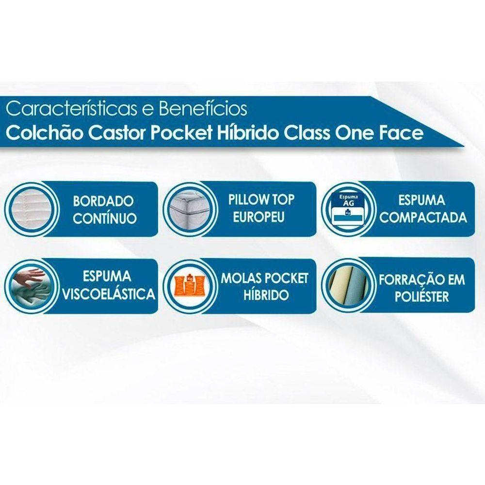 Colchão Casal Molas Ensacadas  Pocket Híbrido Class Euro Pillow (138x188x25) - Castor - 3
