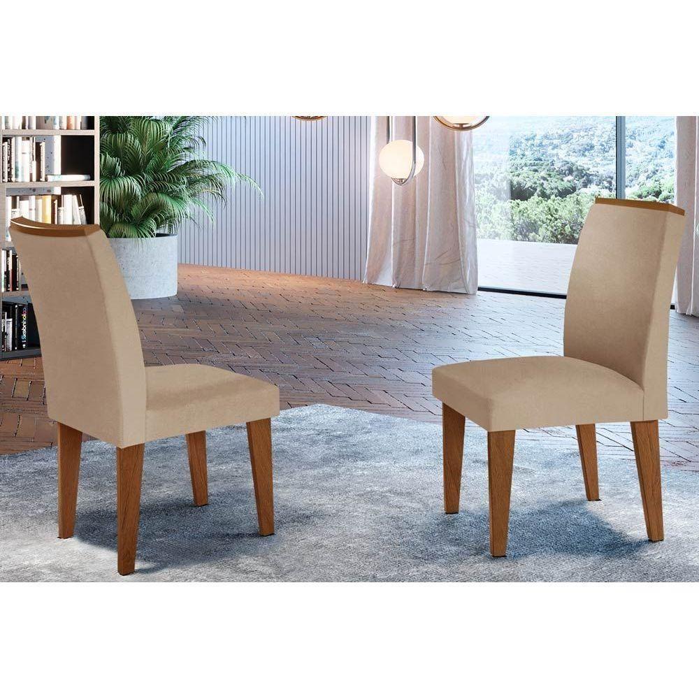 Cadeira Sala De Jantar Lunara Kit 2 Un Imbuia/linho Bouclê Creme - Rufato - 1