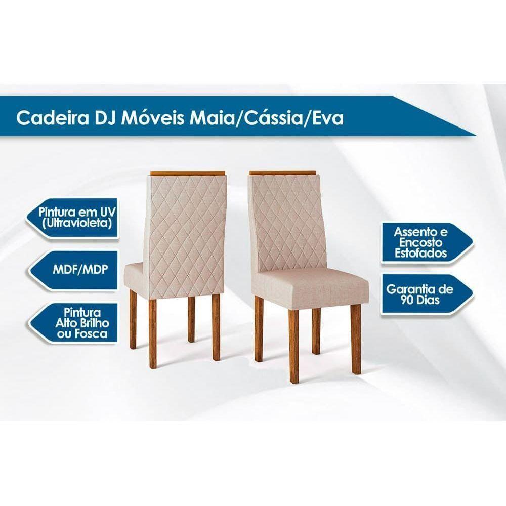 Cadeira Sala de Jantar New Maia Kit 2 Un Rústico Malbec/Linho Bronze - DJ Móveis - 3