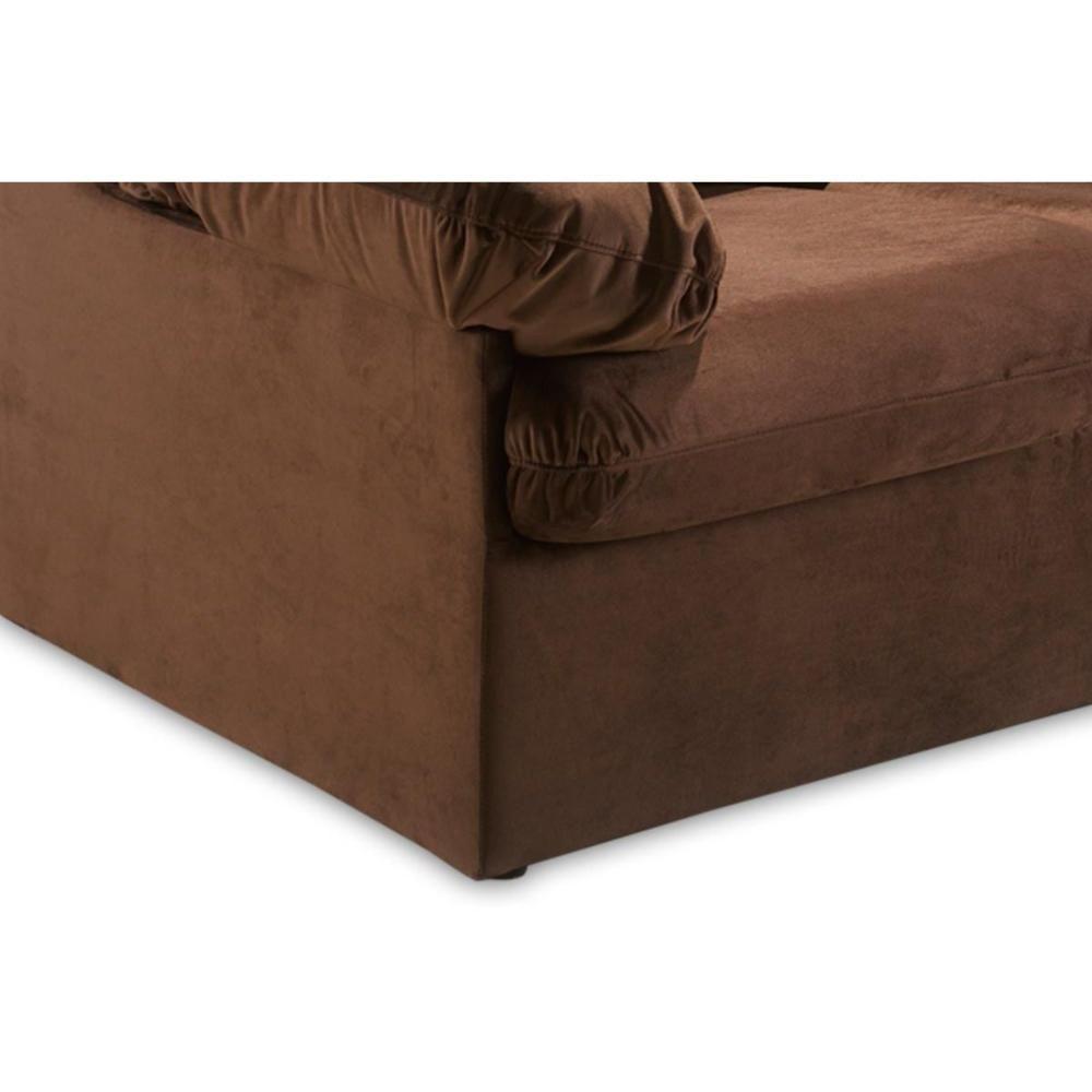 Sofá Cama Casal MH1456 Idea Suede Marrom Escuro - Herval - 4