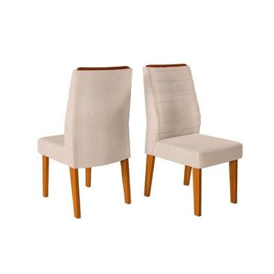 Cadeira Sala de Jantar Ondina Kit 2 Un Freijó/Linho Saara - DJ Móveis