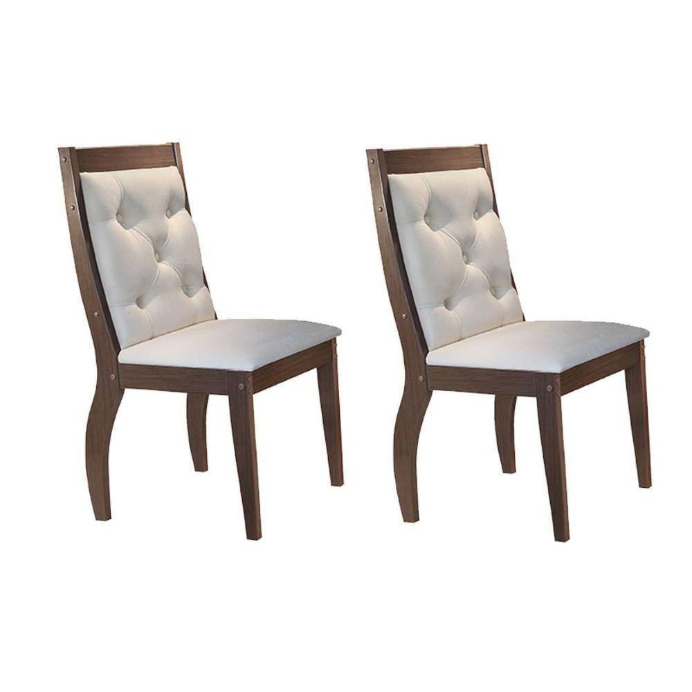 Cadeira Sala de Jantar Ágata Kit 2 Un Capuccino/Veludo Creme - Rufato - 1