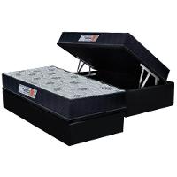 Cama Box Baú Solteiro: Colchão Ortopédico Orthoflex Foggia Sogni Unic Face + Base CRC Suede Black(88x188) - 1